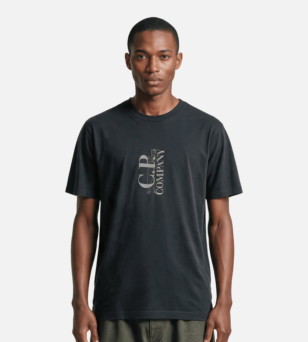 C.P. Company 30/1 Jersey Vertical Logo T-Shirt Raven