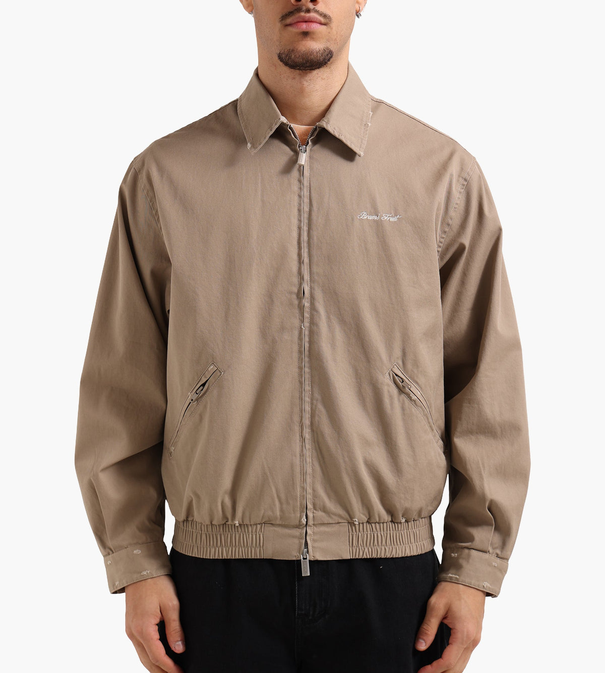 Bram's Fruit Script Logo Distressed Jacket Sand