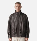 ARMA Paulo High-Collar Leather Jacket Coffee Bean