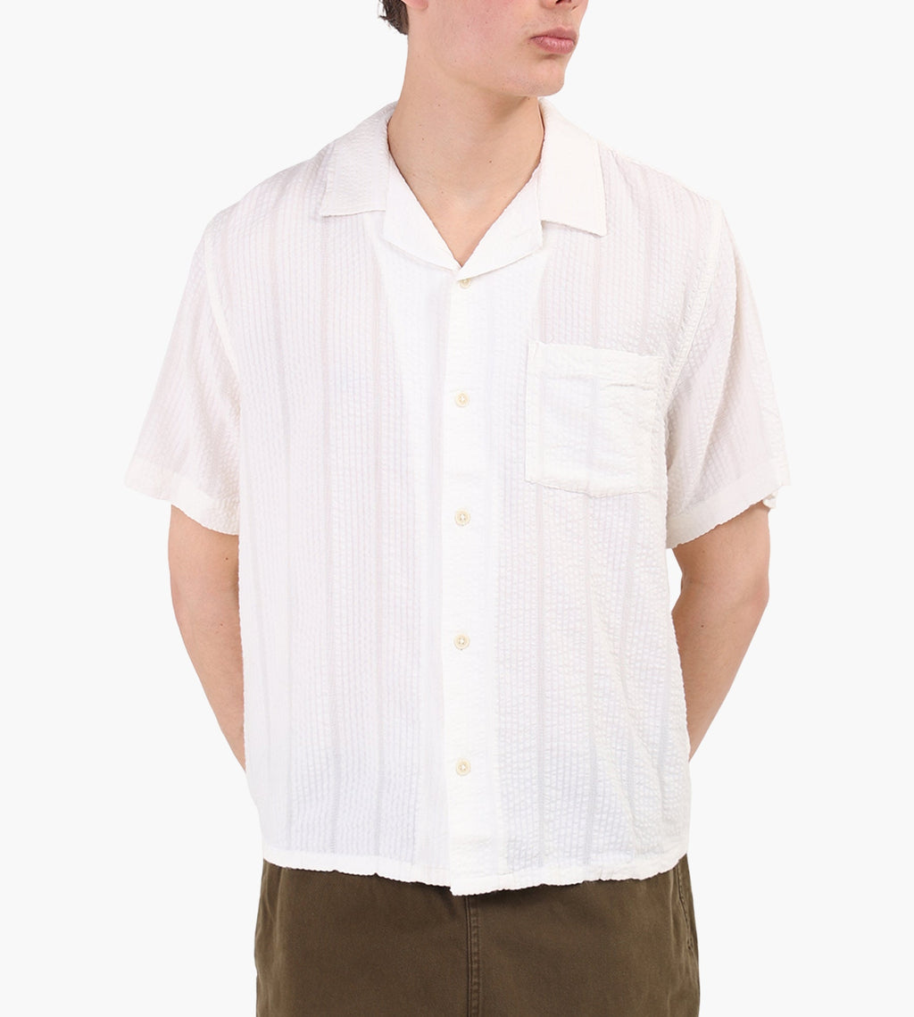 Corridor Striped Seersucker Short Sleeve Shirt White
