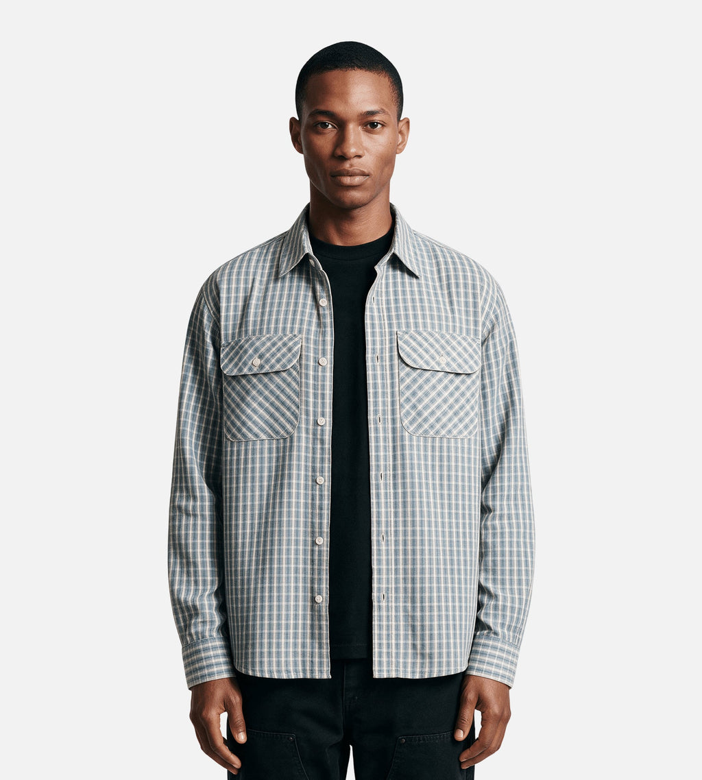 Corridor Americana Check Long Sleeve Shirt Blue