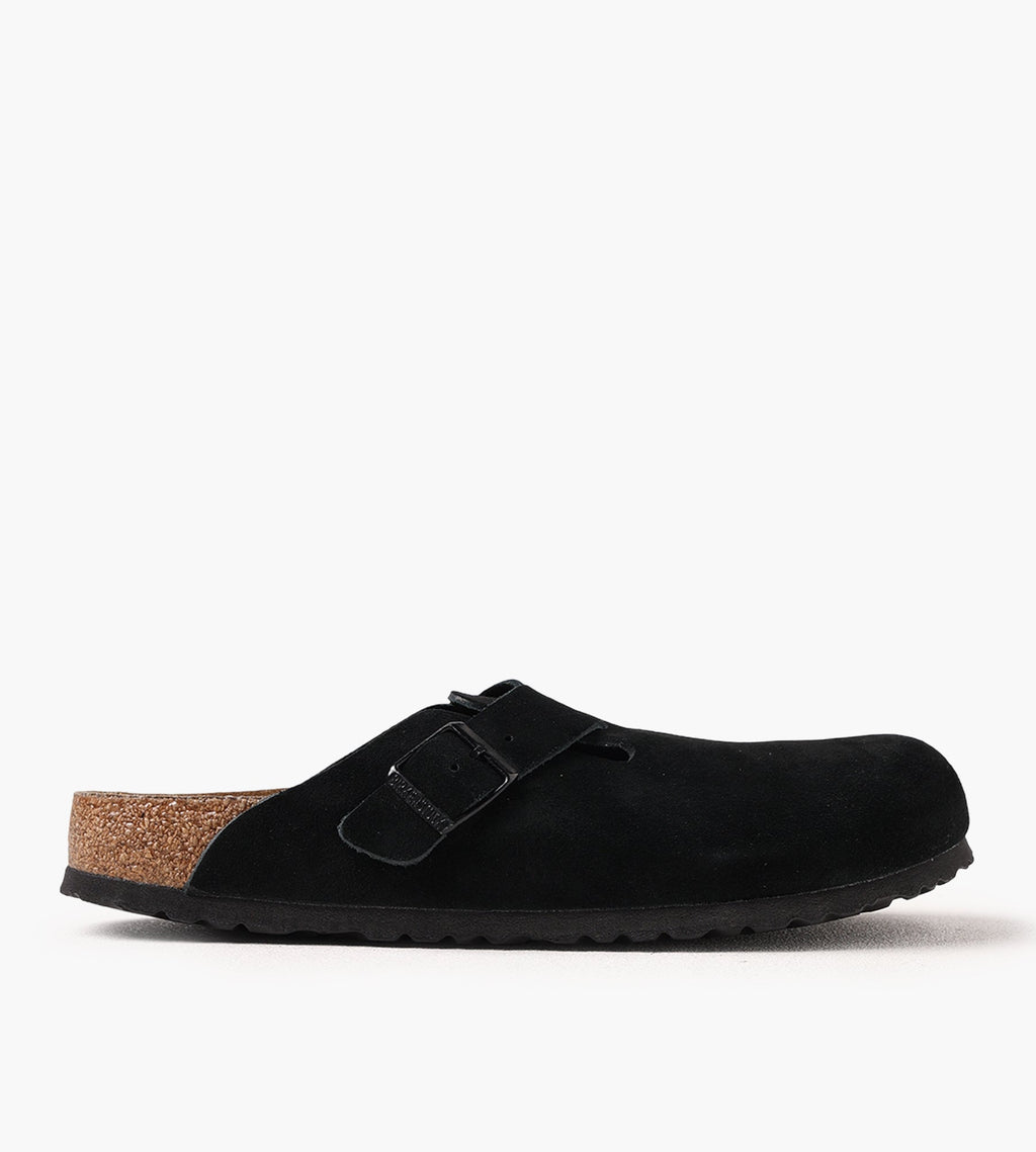 Birkenstock Boston Soft Footbed Suede Leather Black