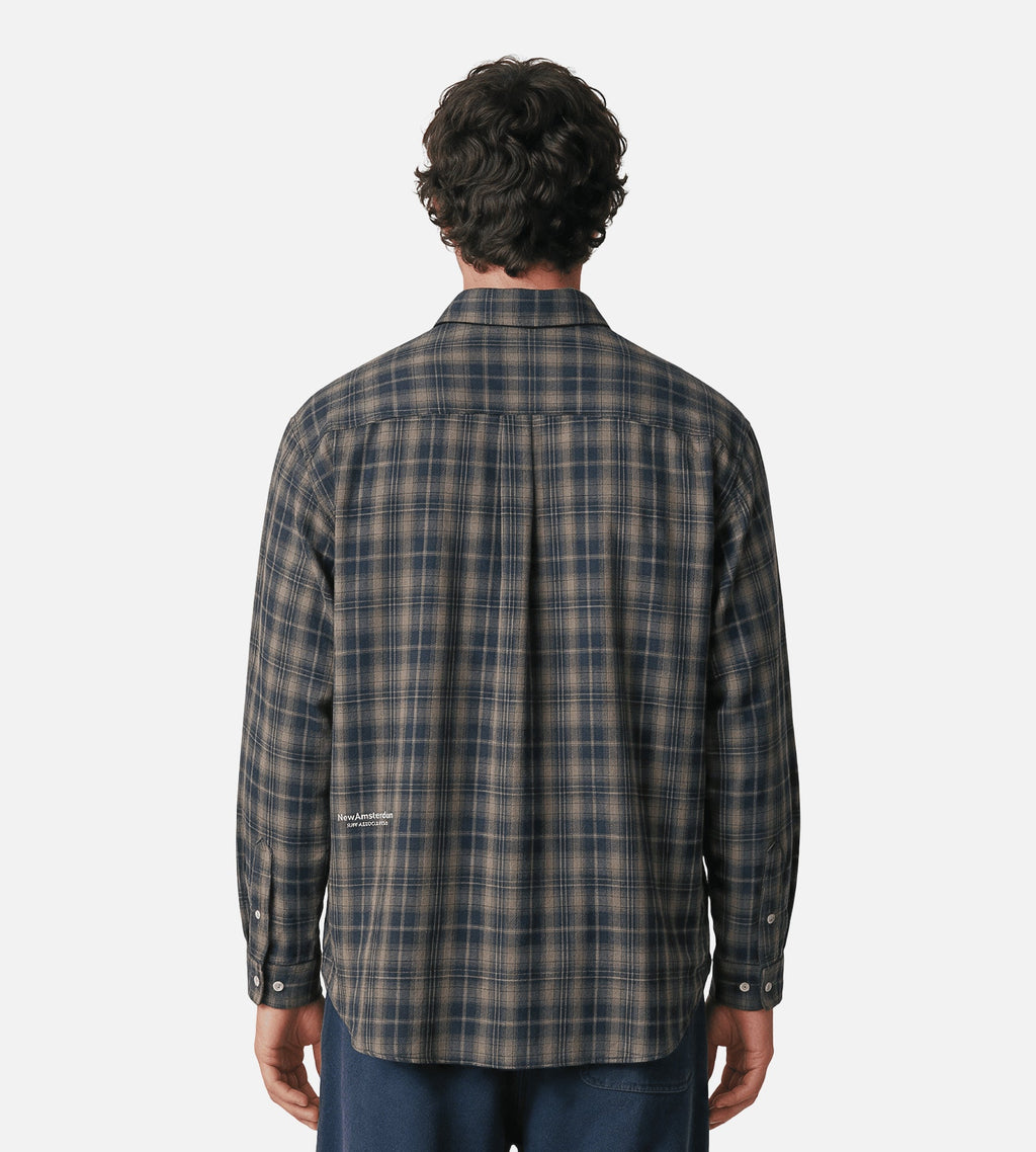 New Amsterdam Surf Association Beach Shirt Check Night Grey Check