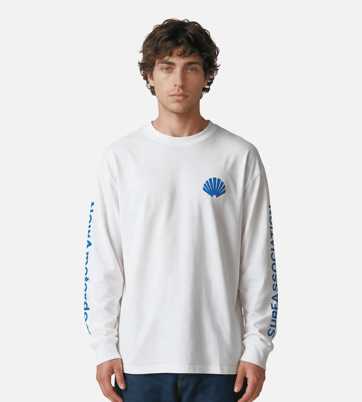New Amsterdam Surf Association Logo Longsleeve White Cobalt