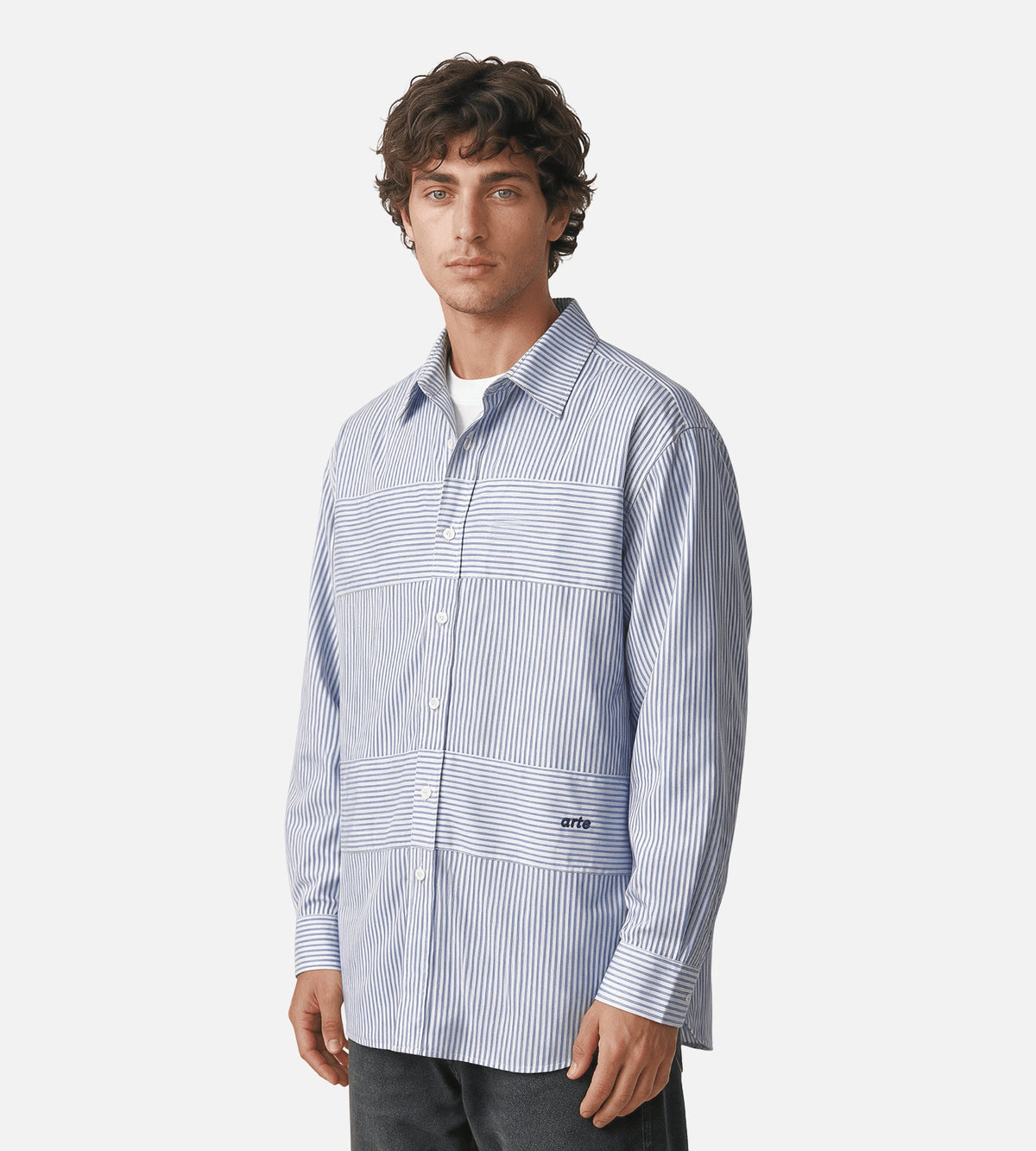 Arte Antwerp Striped Gallery Shirt Blue