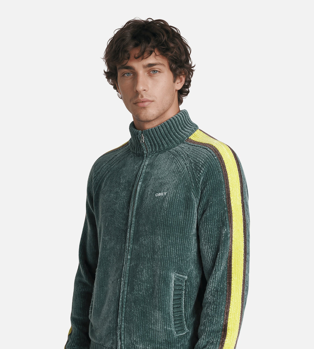Obey Varen Zip Up Sweater Dark Forest Multi