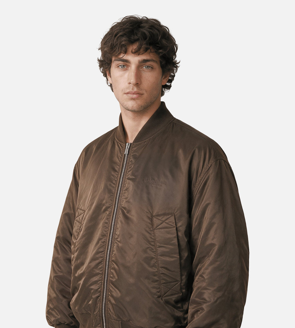 New Amsterdam Surf Association Reversible Bomber Jacket Brown Sea Blue