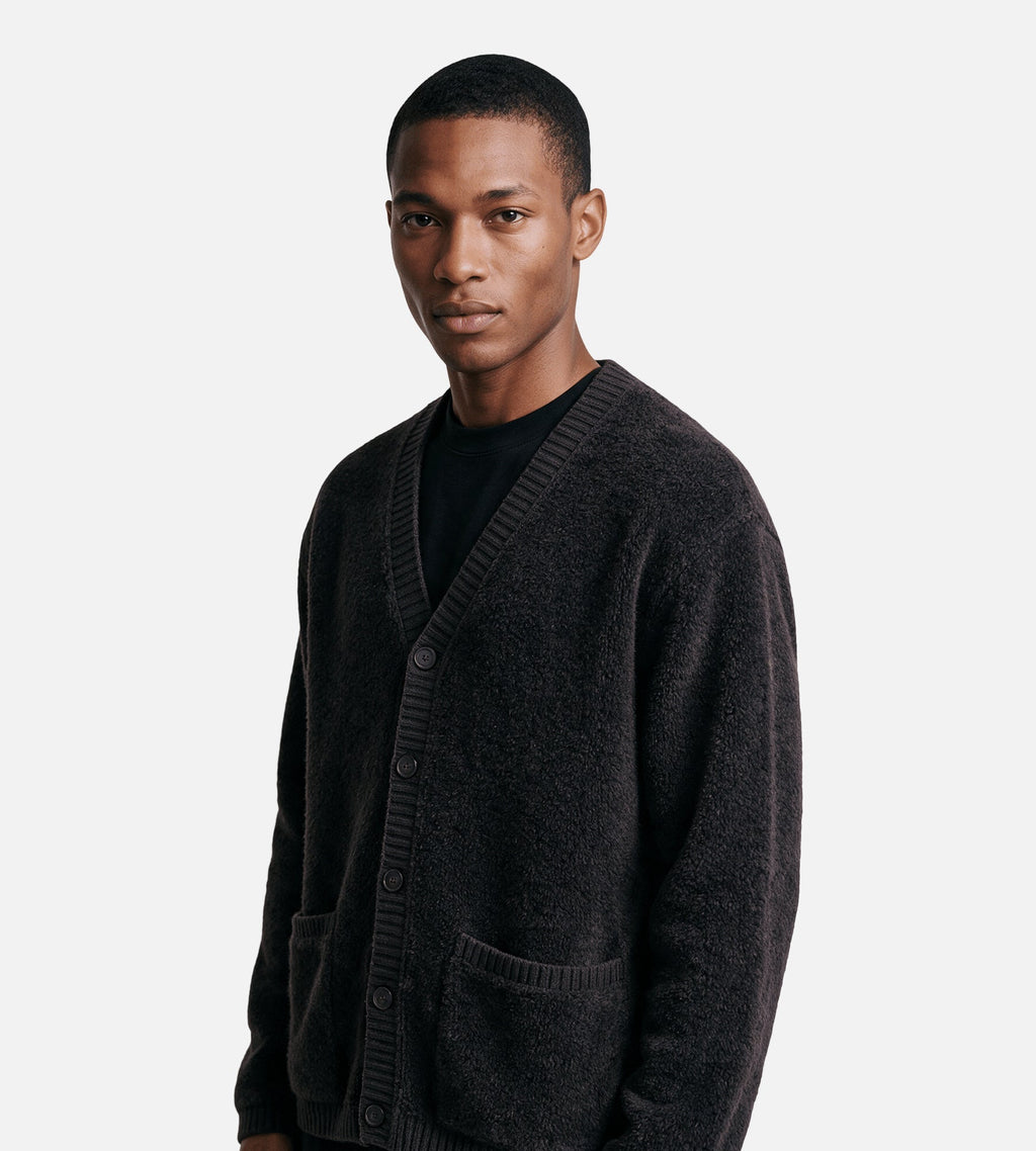 NN.07 Fleece Cardigan 60064 Deep Truffle