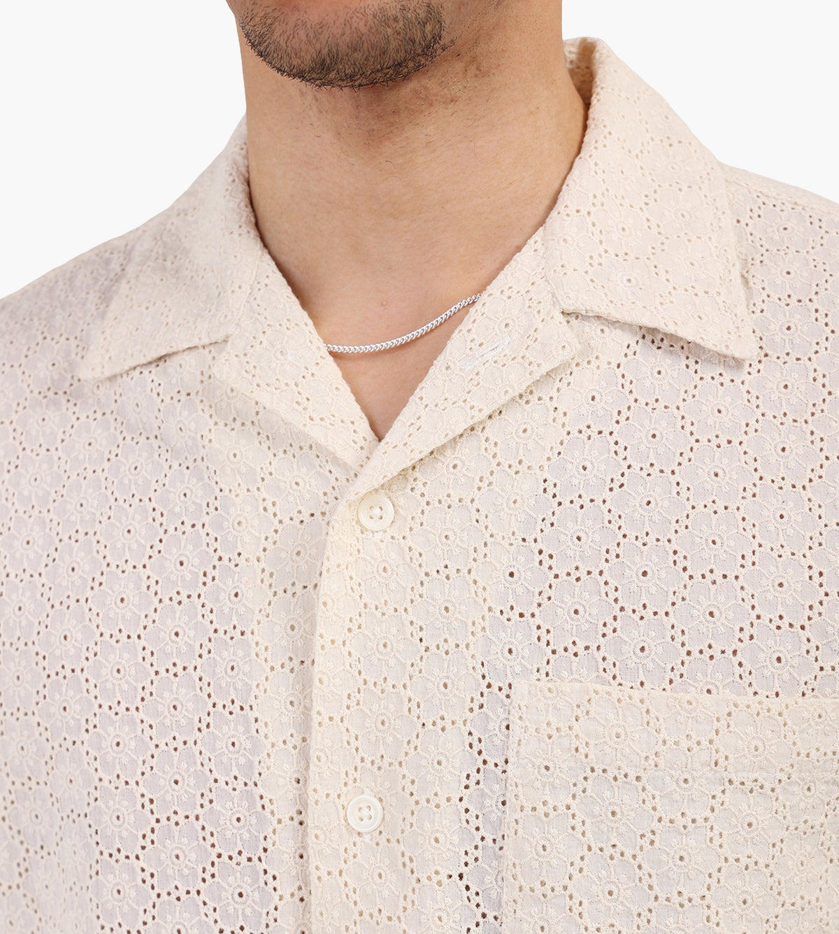 Corridor Floral Eyelet Short Sleeve Shirt Natural