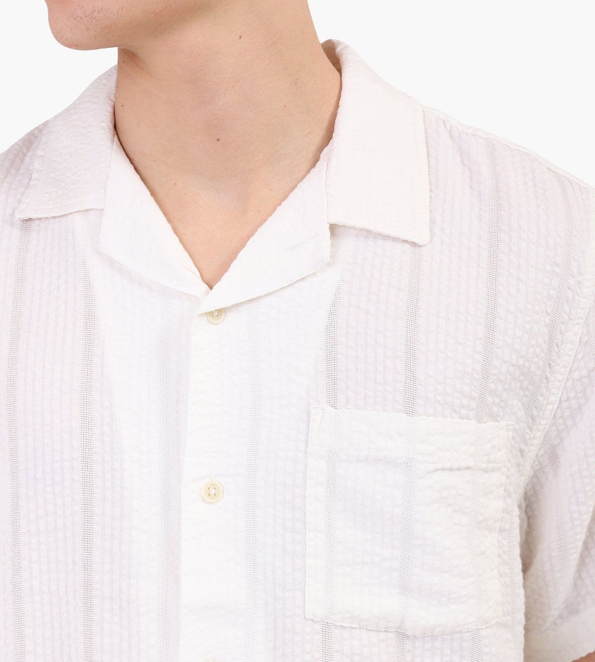 Corridor Striped Seersucker Short Sleeve Shirt White