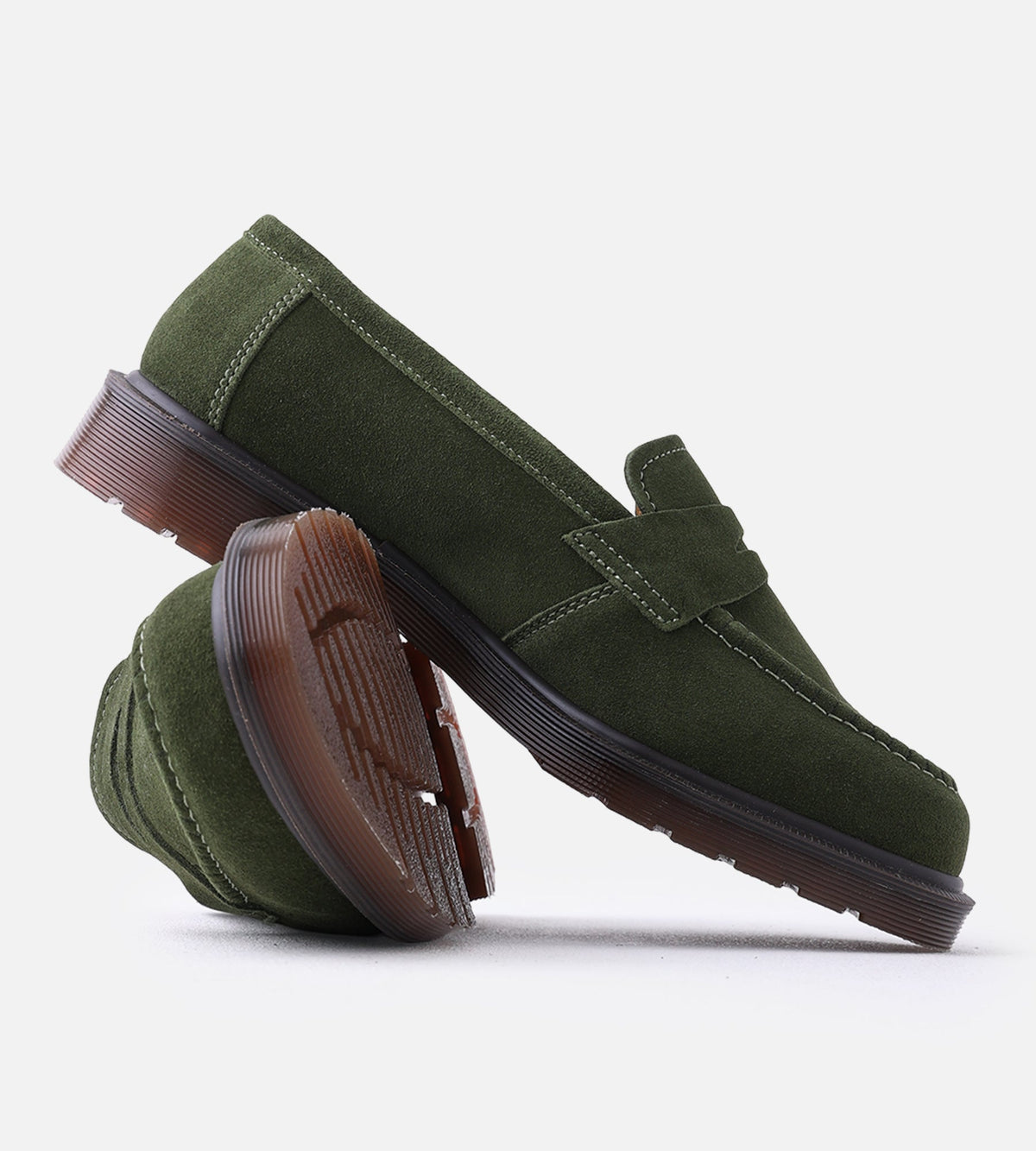 Dr. Martens Delapre Penny Loafer Field Green Repello Calf Suede Mb