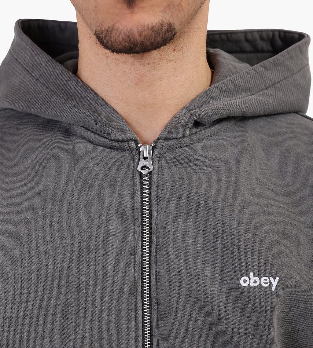 Obey Lowercase Pigment Zip Hoodie Pigment Digital Black