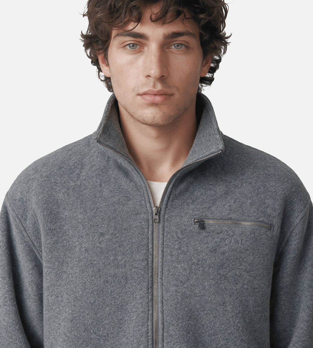 OLAF Wool Fleece Zip Jacket Sharkskin