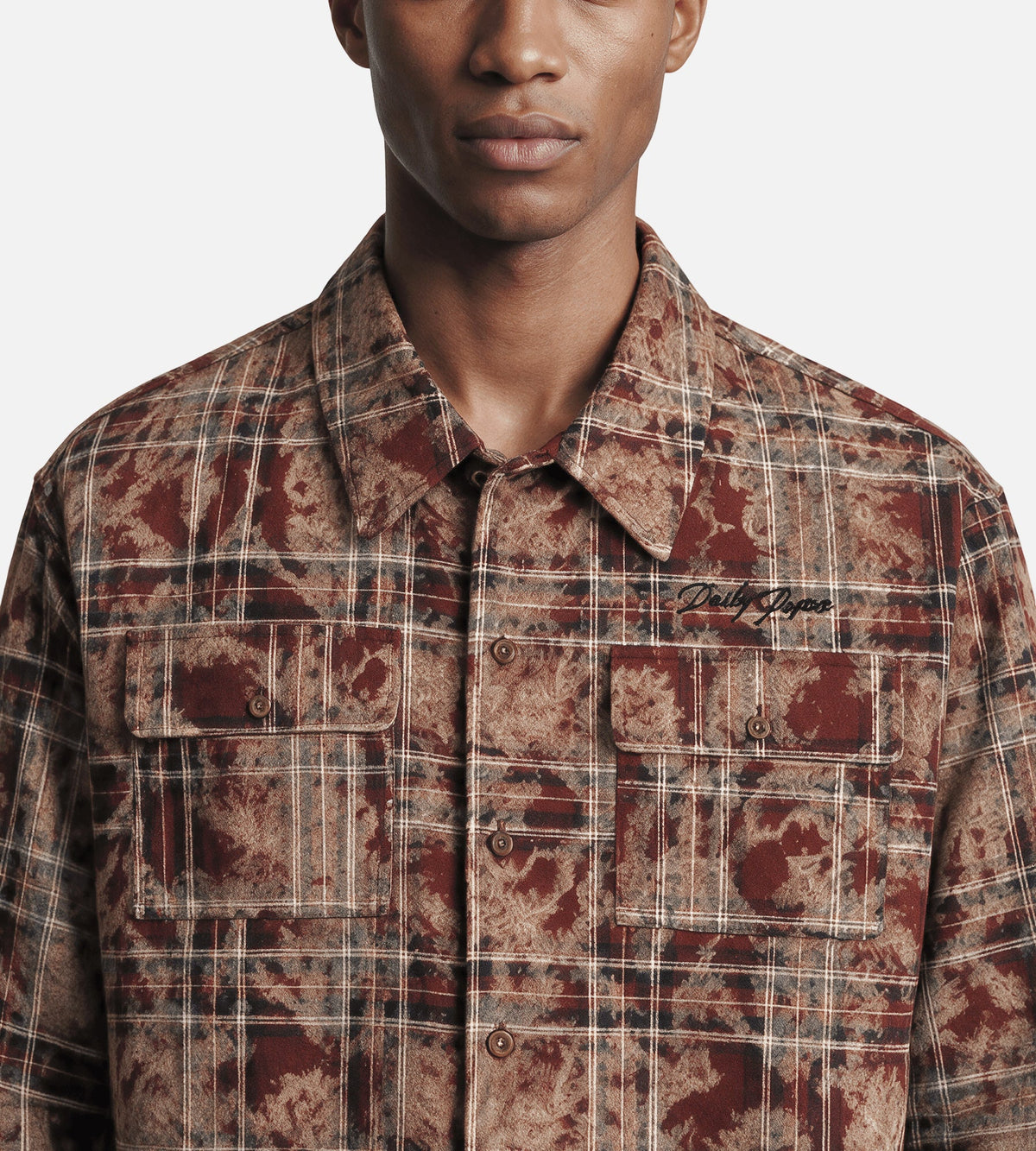 Daily Paper Washed Check Long Sleeve Shirt Madder Brown