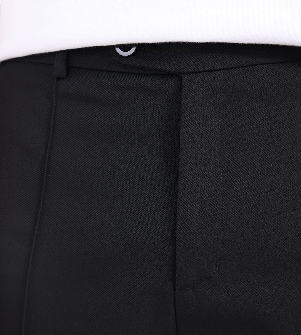 about:blank Everyday Pleated Trouser Polymix Black