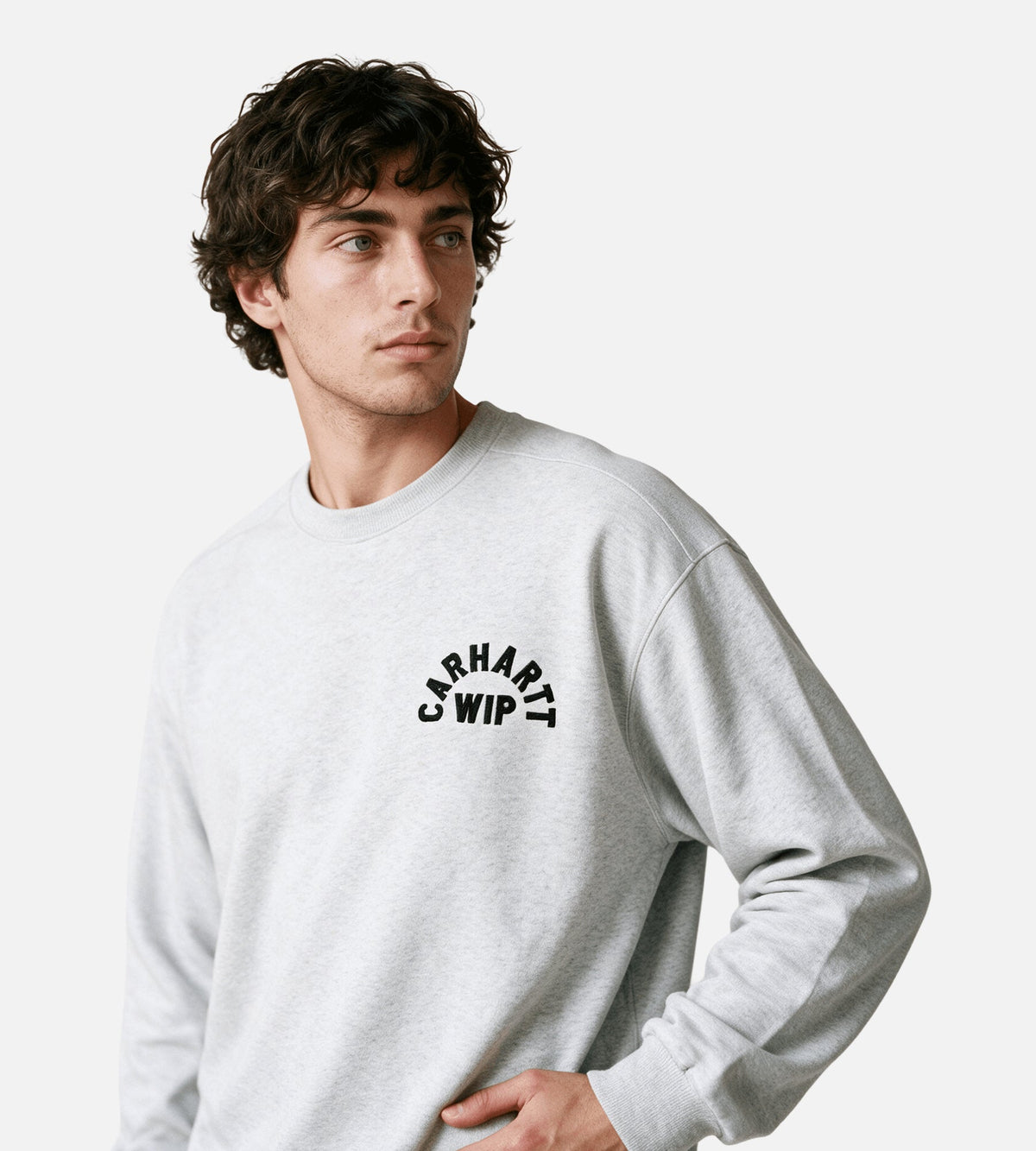 Carhartt WIP Arch Script Sweater Ash Heather Dark Navy