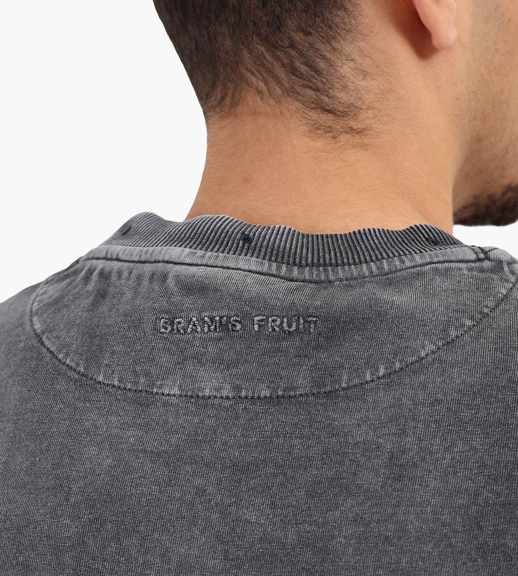 Bram's Fruit Distressed Script Logo Longsleeve Shadow Black