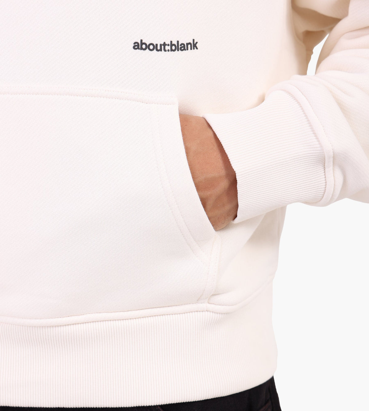 about:blank Box Hoodie Cotton Ecru Black