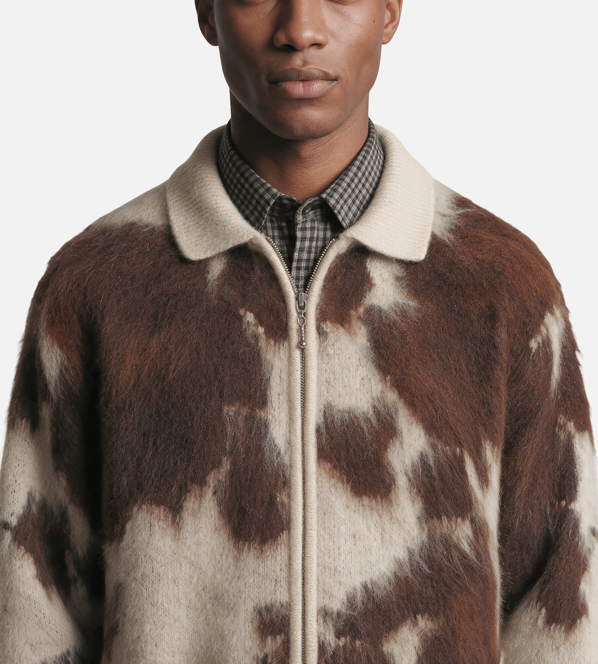Obey Cow Pattern Zip Sweater Cow Multi
