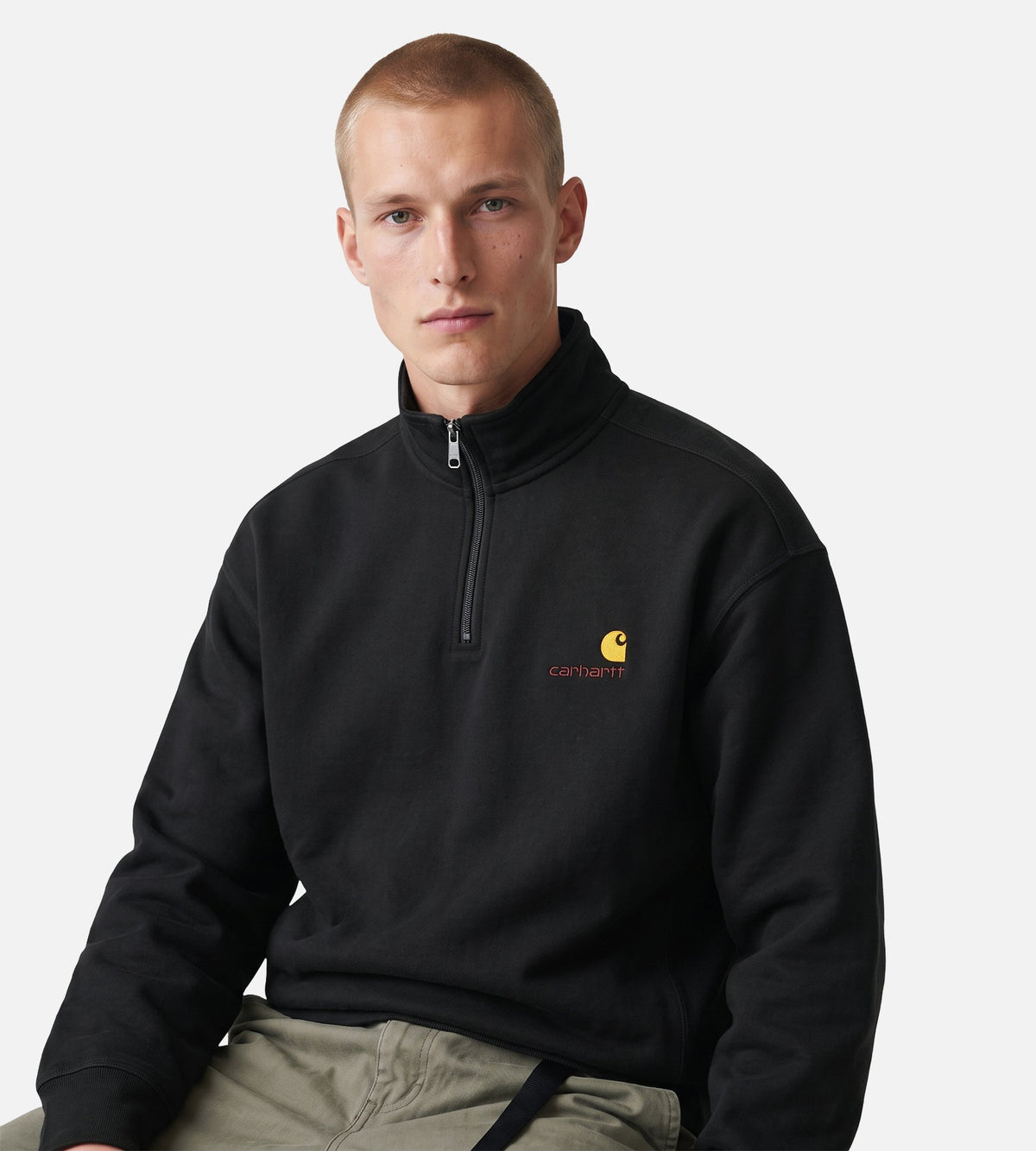 Carhartt WIP Half Zip American Script Sweater Raven