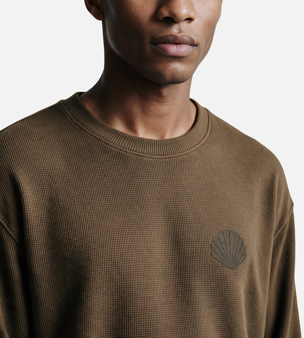 New Amsterdam Surf Association Logo Longsleeve Waffle Brown