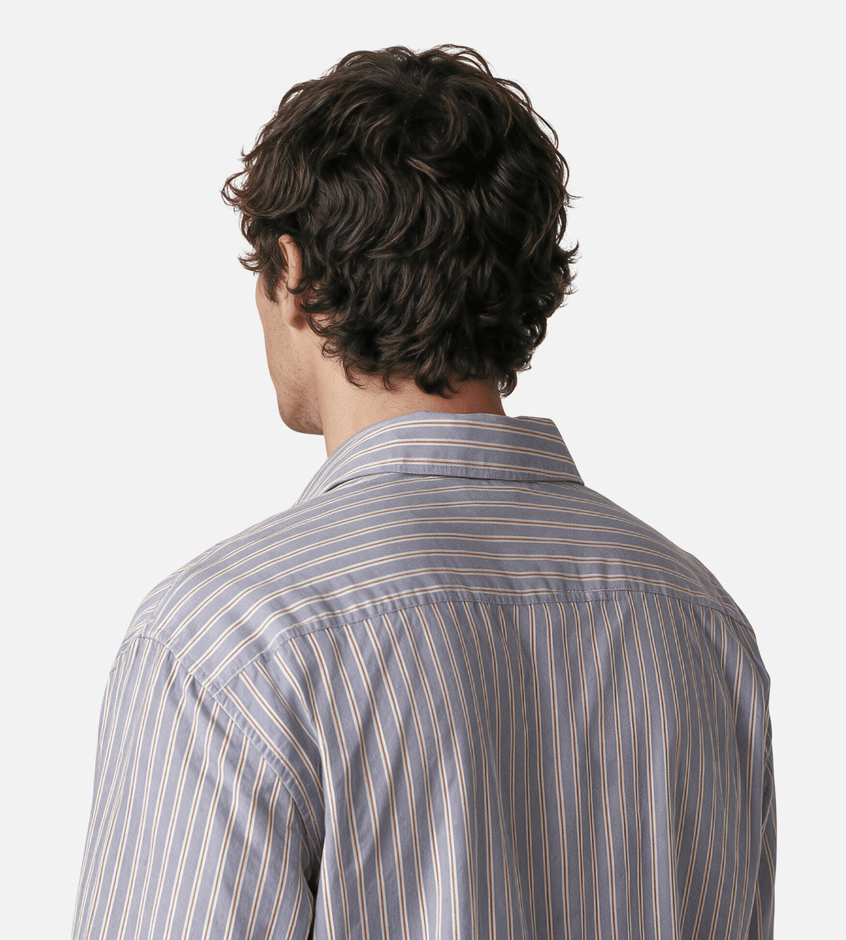 Won Hundred Maza Stripe Shirt Steel Grey COMB.
