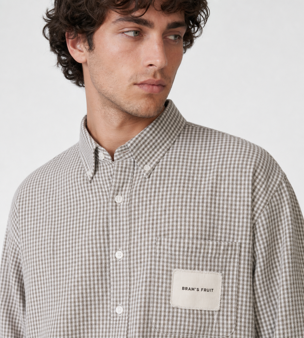 Bram's Fruit Distressed Farmer’s Long Sleeve Shirt Olive Green