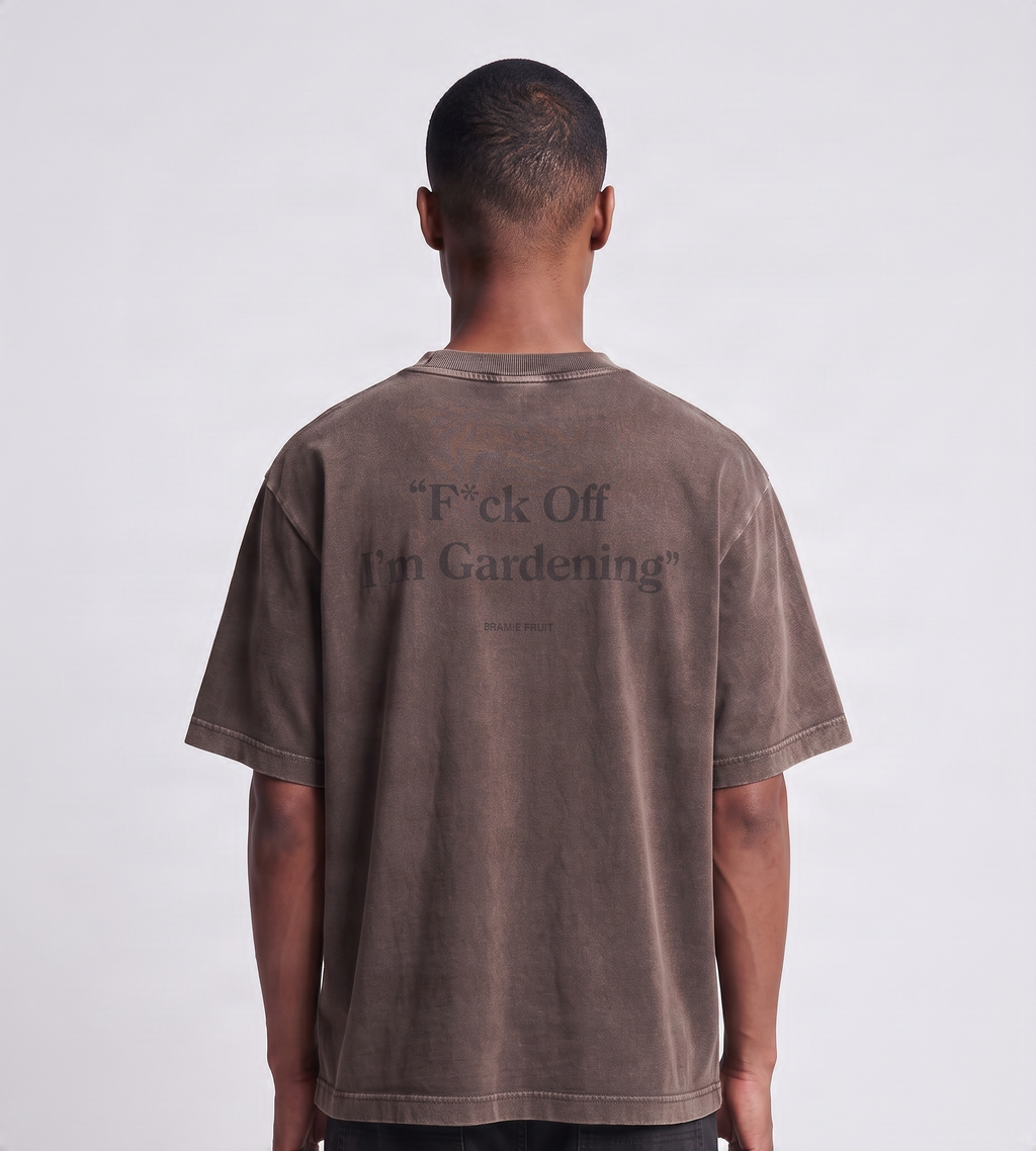 Bram's Fruit Distressed “F*ck Off I’m Gardening” T-shirt Brown