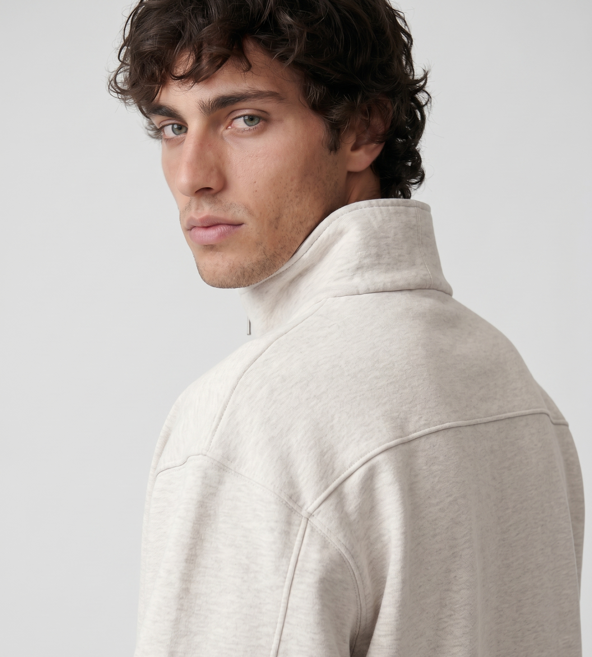 Bram's Fruit Script Logo Quarter Zip Beige