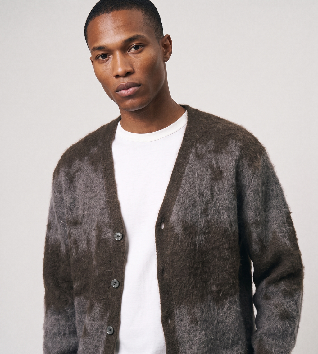 Gramicci Mohair Splatter Cardigan Slate Splatter