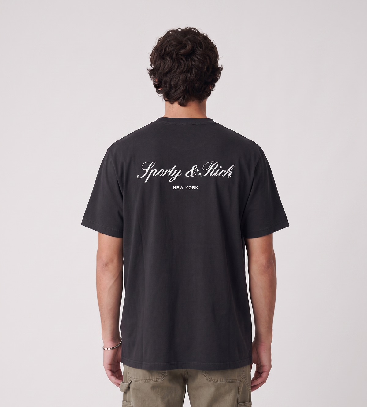 Sporty & Rich Signature NY T-Shirt Faded Black White