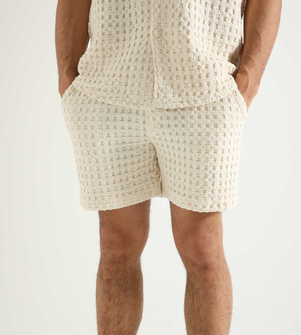 OAS Ecru Porto Waffle Shorts